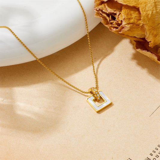 Modern Geometric Square Pendant Necklace