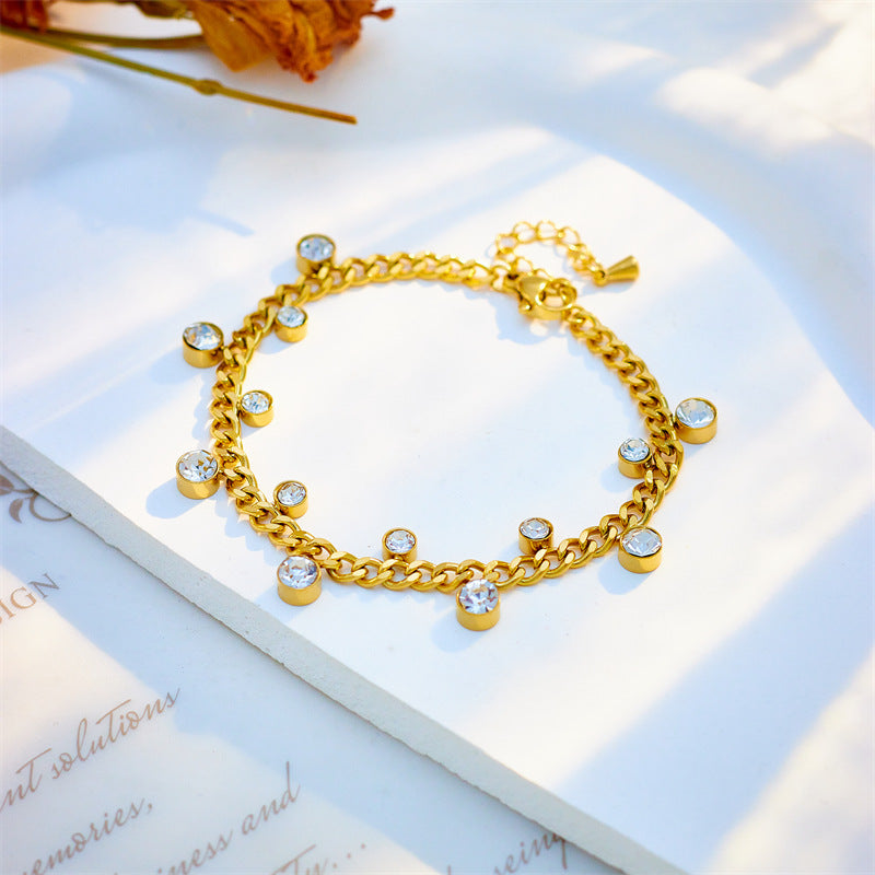 Golden Solitaire Charm Bracelet