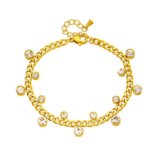 Golden Solitaire Charm Bracelet