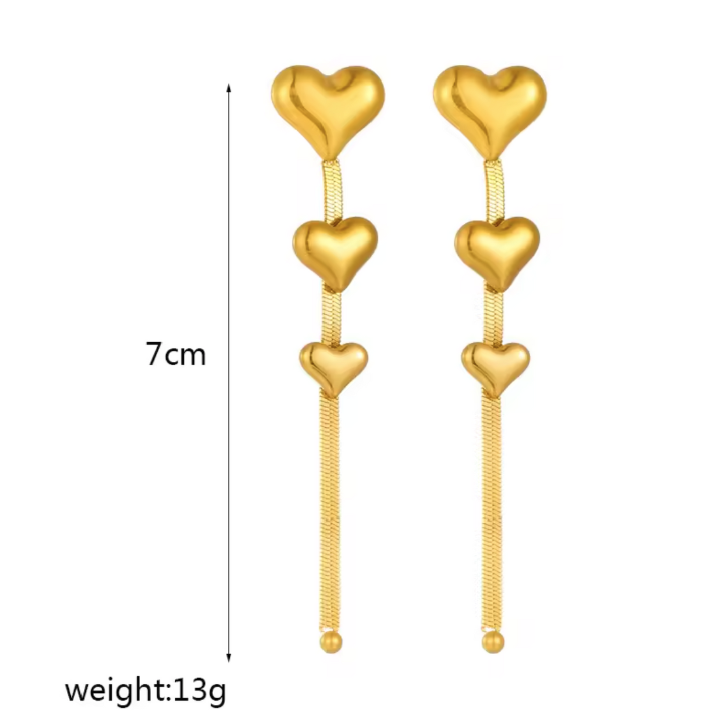 Golden Heart Tassel Earrings