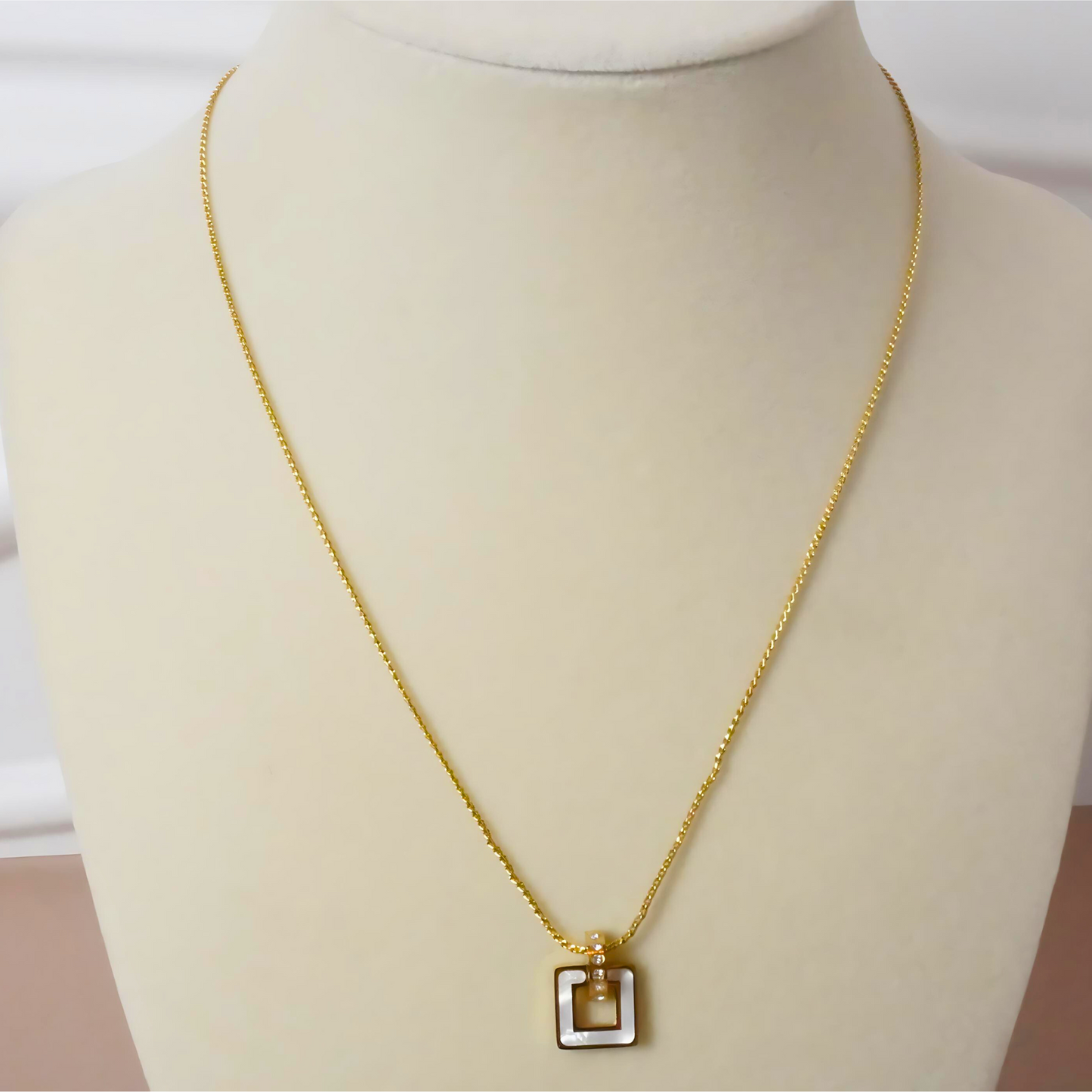 Modern Geometric Square Pendant Necklace