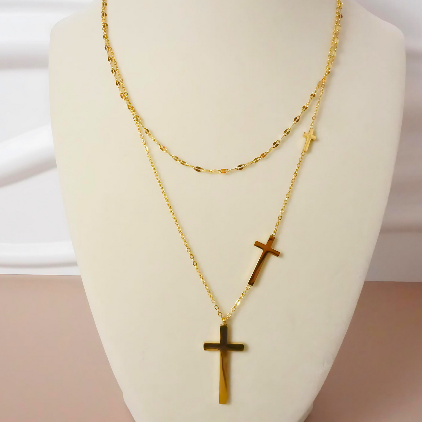 Faithful Layers Cross Necklace