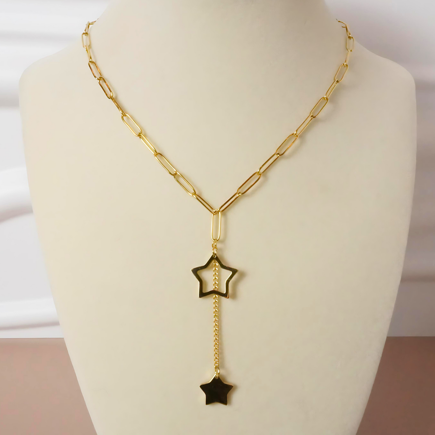 Golden Star Drop Necklace