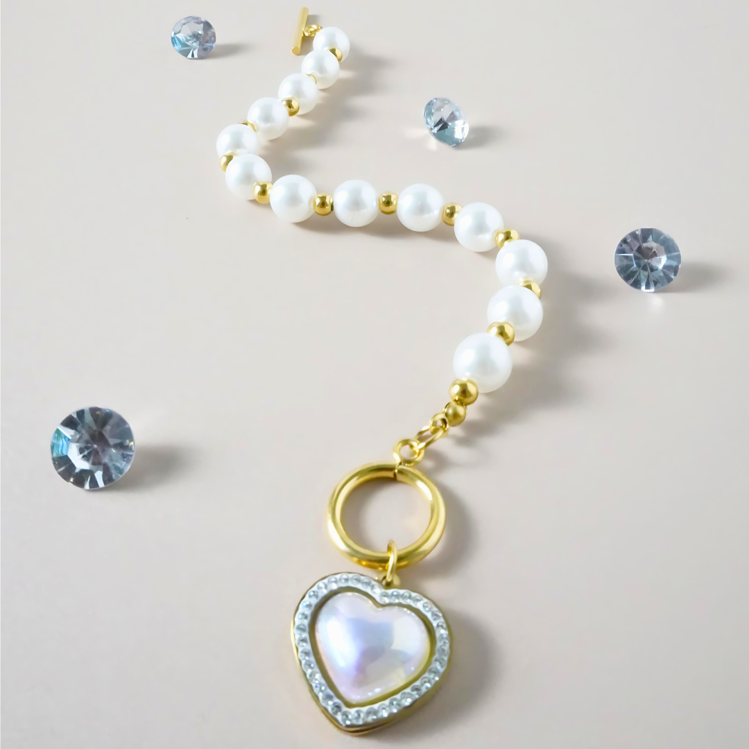 Pearlescent Heart Charm Bracelet