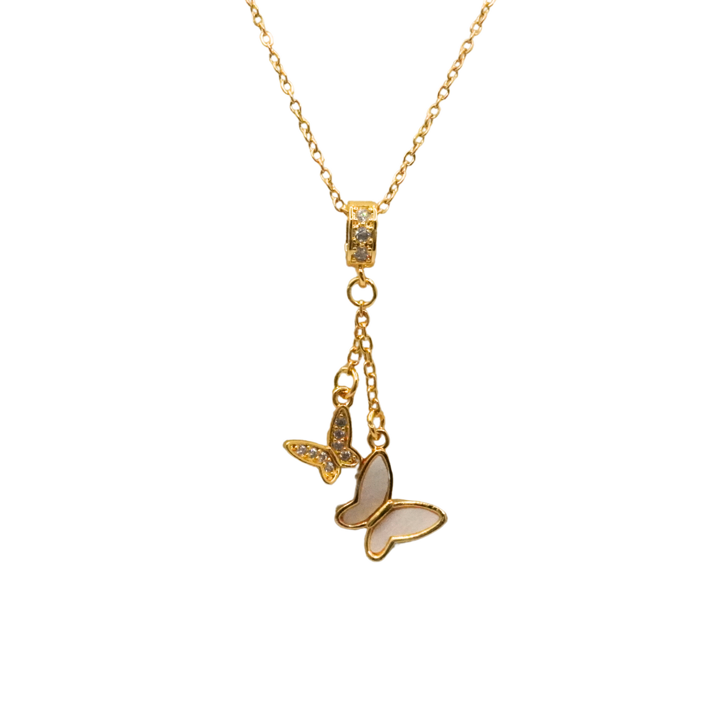 Golden Flutter Butterfly Pendant Necklace