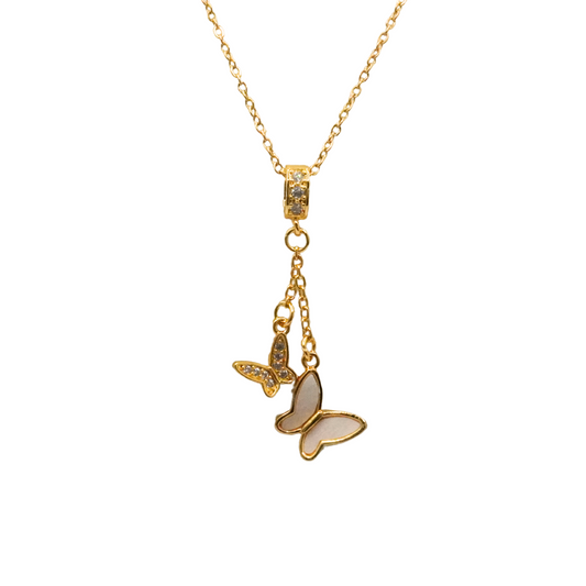 Golden Flutter Butterfly Pendant Necklace