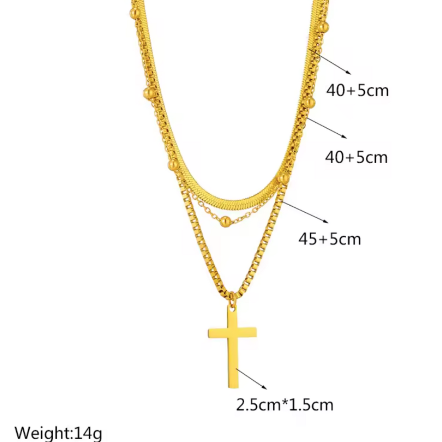 Classic Golden Cross Layered Necklace